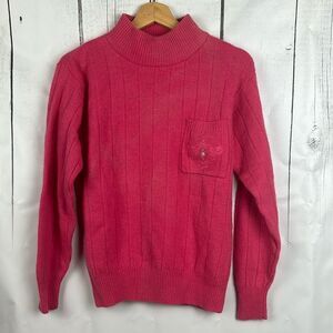 Crystal Sportswear Lambswool Pink Sweater Size L